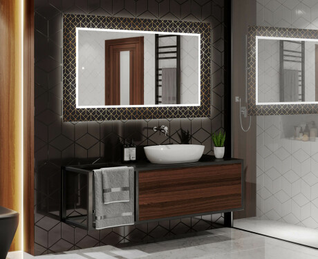 Dekoratívne zrkadlo s LED podsvietením do kúpeľne - Goldy Palm #2