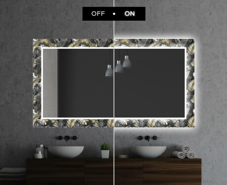 Dekoratívne zrkadlo s LED podsvietením do kúpeľne - Goldy Palm #7