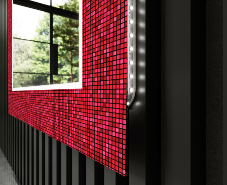 Dekoratívne zrkadlo s LED podsvietením do kúpeľne - Red Mosaic #11