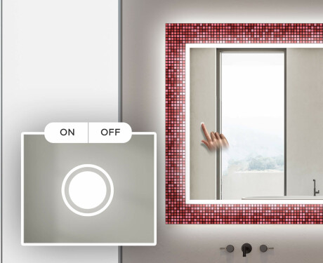 Dekoratívne zrkadlo s LED podsvietením do kúpeľne - Red Mosaic #4