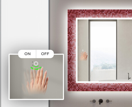 Dekoratívne zrkadlo s LED podsvietením do kúpeľne - Red Mosaic #5