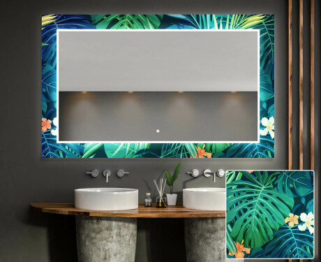 Moderne dekoratívne zrkadlo LED do kupelne - Tropical #1