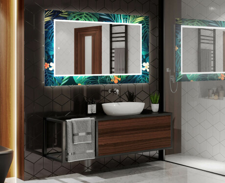 Dekoratívne zrkadlo s LED podsvietením do kúpeľne - Tropical #2