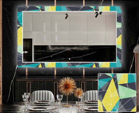 Ozdobne podsvietene zrkadlo do jedáleň - Abstract Geometric