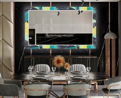 Ozdobne podsvietene zrkadlo do jedáleň - Abstract Geometric #12