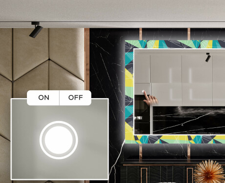 Dekoratívne zrkadlo s LED podsvietením do jedálne - Abstract Geometric #4
