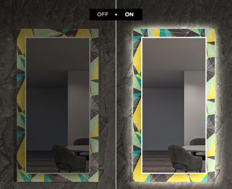 Ozdobne podsvietene zrkadlo do jedáleň - Abstract Geometric #7