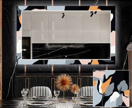 Dekoratívne zrkadlo s LED podsvietením do jedálne - Flowers #1