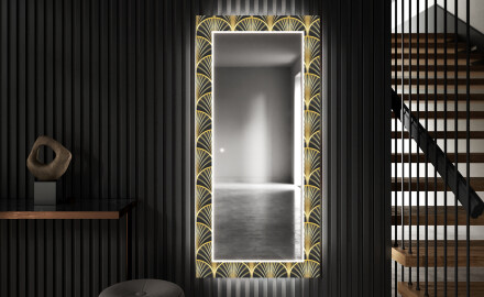 Ozdobne podsvietene nástenne zrkadlo do chodby - Art Deco