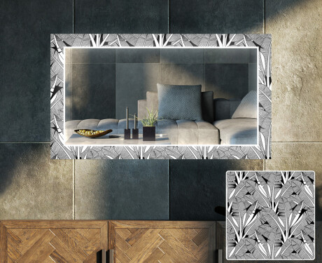"Dekoratívne zrkadlo s LED podsvietením do obývacej izby - Black and white jungle " #1