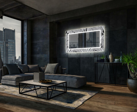 "Dekoratívne zrkadlo s LED podsvietením do obývacej izby - Black and white jungle " #12