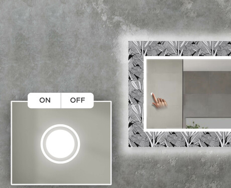 "Dekoratívne zrkadlo s LED podsvietením do obývacej izby - Black and white jungle " #4