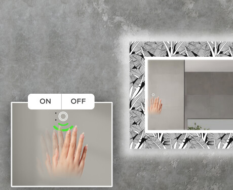 "Dekoratívne zrkadlo s LED podsvietením do obývacej izby - Black and white jungle " #5