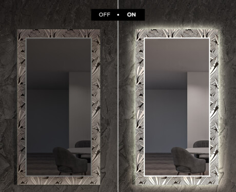 "Dekoratívne zrkadlo s LED podsvietením do obývacej izby - Black and white jungle " #7