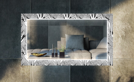 "Dekoratívne zrkadlo s LED podsvietením do obývacej izby - Black and white jungle "