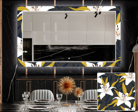 Dekoratívne zrkadlo s LED podsvietením do jedálne - Bells Flowers #1