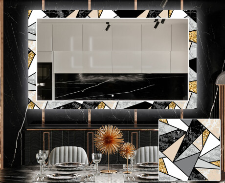 Ozdobne podsvietene zrkadlo do jedáleň - Marble Pattern