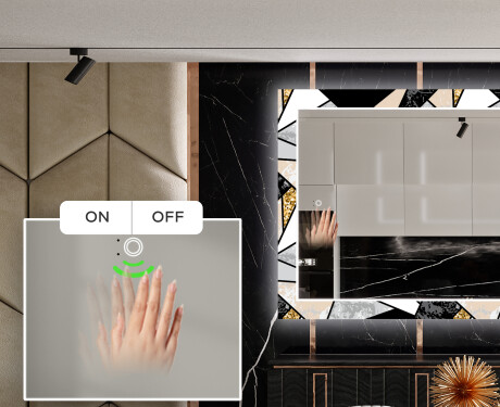 Dekoratívne zrkadlo s LED podsvietením do jedálne - Marble Pattern #5