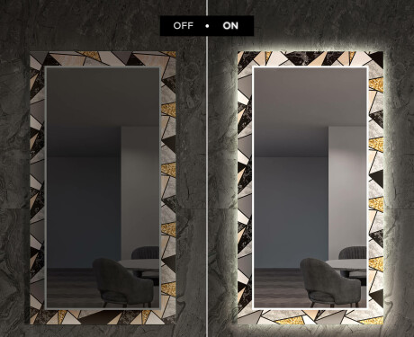 Ozdobne podsvietene zrkadlo do jedáleň - Marble Pattern #7