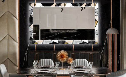 Ozdobne podsvietene zrkadlo do jedáleň - Marble Pattern