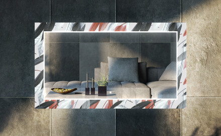 Dekoratívne zrkadlo s LED podsvietením do obývacej izby - Leaves