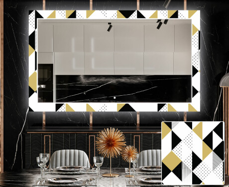 Ozdobne podsvietene zrkadlo do jedáleň - Geometric Patterns
