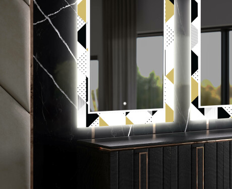 Dekoratívne zrkadlo s LED podsvietením do jedálne - Geometric Patterns #11
