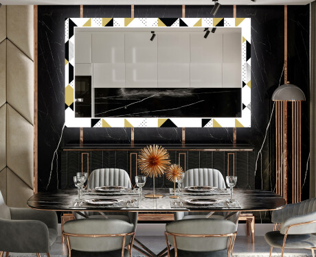Dekoratívne zrkadlo s LED podsvietením do jedálne - Geometric Patterns #12