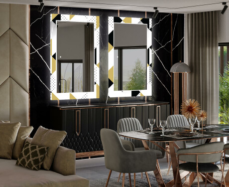 Ozdobne podsvietene zrkadlo do jedáleň - Geometric Patterns #2