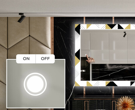 Dekoratívne zrkadlo s LED podsvietením do jedálne - Geometric Patterns #4