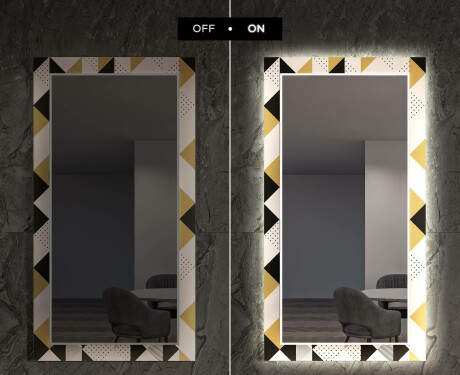 Ozdobne podsvietene zrkadlo do jedáleň - Geometric Patterns #7