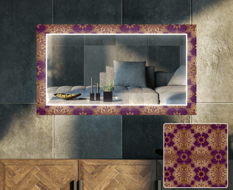 Dekoratívne zrkadlo s LED podsvietením do obývacej izby - Gold Mandala #1