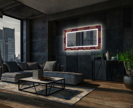 Dekoratívne zrkadlo s LED podsvietením do obývacej izby - Gold Mandala #12