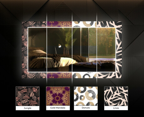 Moderne ozdobné zrkadlo LED do obývačky - Gold Mandala #6