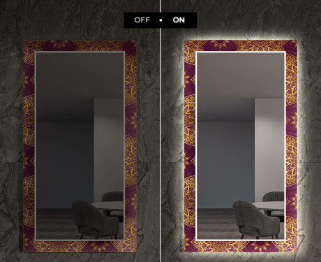 Moderne ozdobné zrkadlo LED do obývačky - Gold Mandala #7