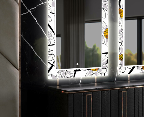 Dekoratívne zrkadlo s LED podsvietením do jedálne - Chamomile #11