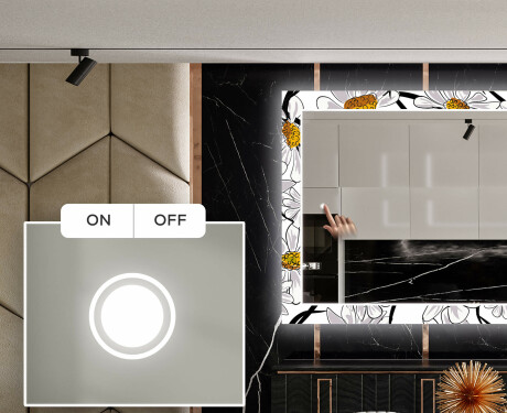 Dekoratívne zrkadlo s LED podsvietením do jedálne - Chamomile #4