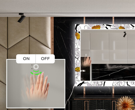 Dekoratívne zrkadlo s LED podsvietením do jedálne - Chamomile #5
