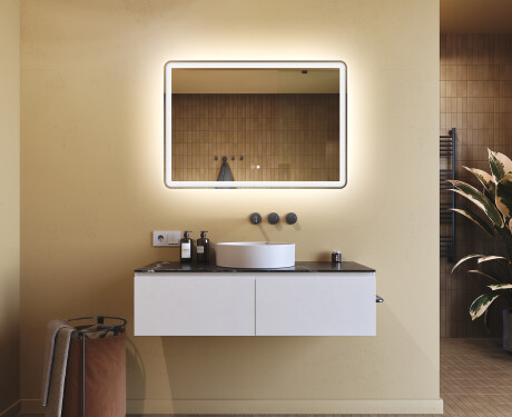 Nástenne zrkadlo do kupelne s osvetlenim LED 100x70cm s Dual color, Spínač dotykový, Vyhrievacia rohož, Reproduktor Bluetooth - L141 #9