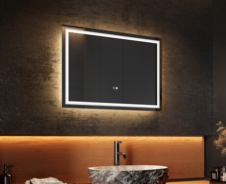 Nástenne zrkadlo do kupelne 70x50cm s osvetlenim LED s Dual color, Spínač dotykový, Vyhrievacia rohož - L49 #2