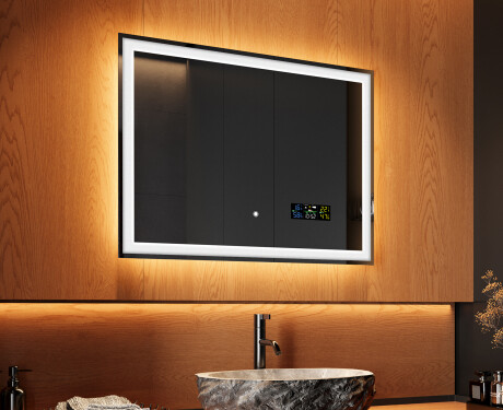 Nástenne zrkadlo do kupelne s osvetlenim LED 80x60cm s Dual color, Spínač dotykový, Stanica - L01