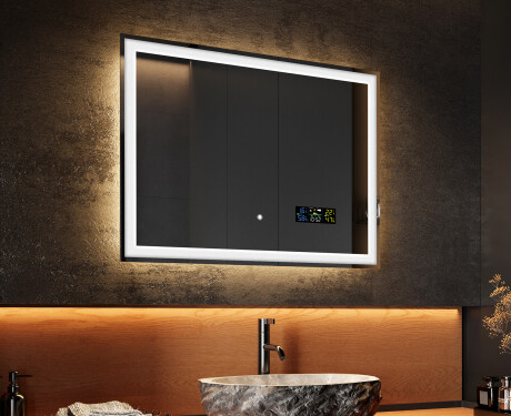 Nástenne zrkadlo do kupelne s osvetlenim LED 80x60cm s Dual color, Spínač dotykový, Stanica - L01 #2