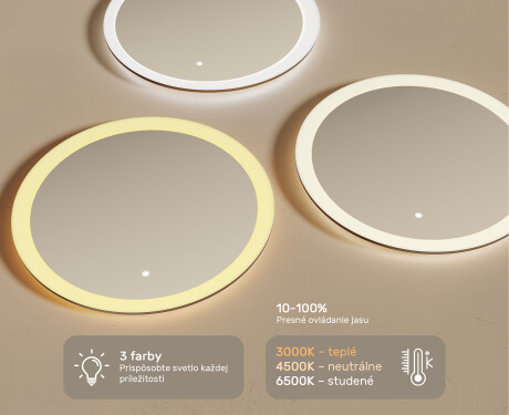 Koloidné LED osvetlené zrkadlo do kúpeľne 60 cm s Dual color, Spínač dotykový #3
