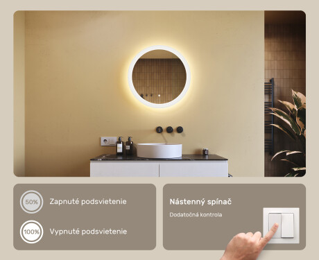 Koloidné LED osvetlené zrkadlo do kúpeľne 60 cm s Dual color, Spínač dotykový #4