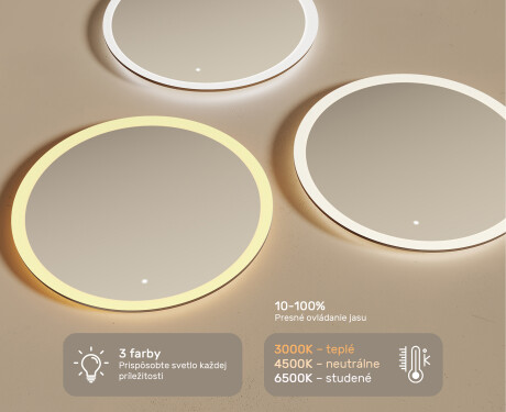 Koloidné zrkadlo do kúpeľne s LED osvetlením 80 cm s Dual color, Spínač dotykový #3