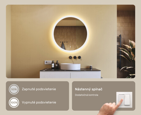 Koloidné zrkadlo do kúpeľne s LED osvetlením 80 cm s Dual color, Spínač dotykový #4