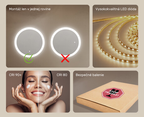 Koloidné zrkadlo do kúpeľne s LED osvetlením 80 cm s Dual color, Spínač dotykový #5
