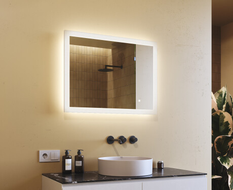 Obdĺžnikové zrkadlo do kúpeľne s LED osvetlením 80x60 cm s Dual color, Spínač dotykový
