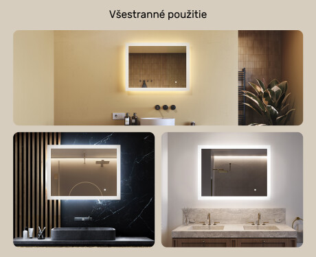 Obdĺžnikové zrkadlo do kúpeľne s LED osvetlením 80x60 cm s Dual color, Spínač dotykový #2