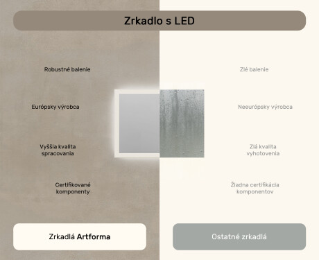 Obdĺžnikové zrkadlo do kúpeľne s LED osvetlením 80x60 cm s Dual color, Spínač dotykový #6